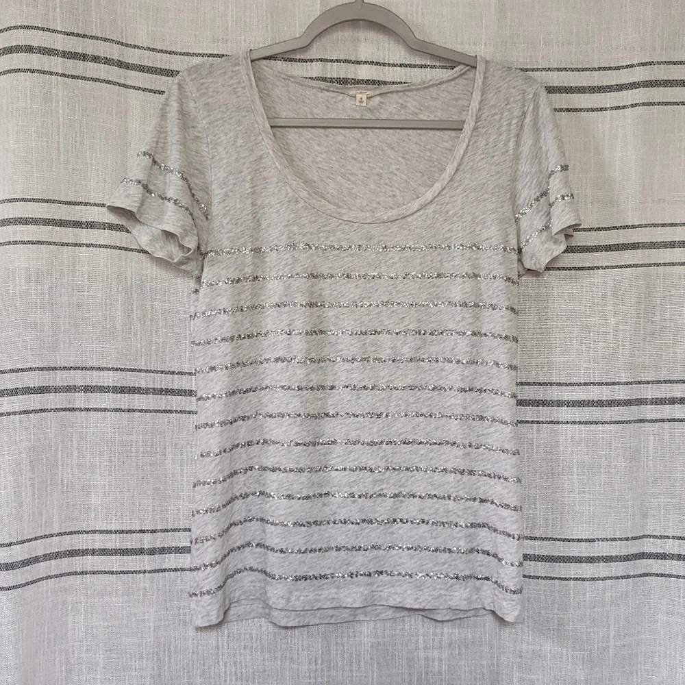 J. Crew Sequin Striped Scoop Neck‎ Tee